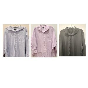 Lot of 3 Shaquille O'Neal XLG Long Sleeve Dress Shirts.  Black/Pink/Blue CRT